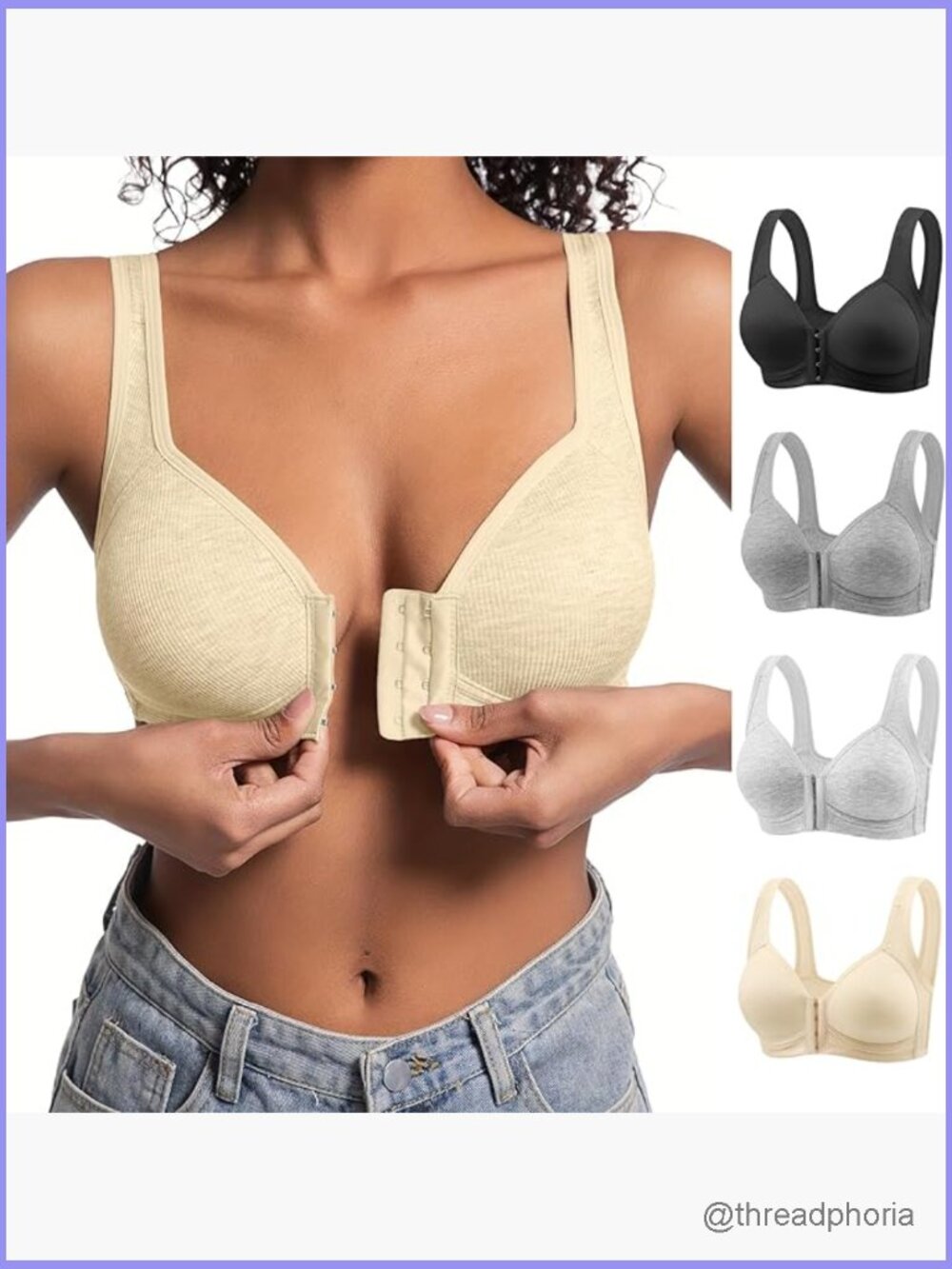 Pack Of 4 Front Closure Wireless Bras Full Coverage Seamless Comfort Bras